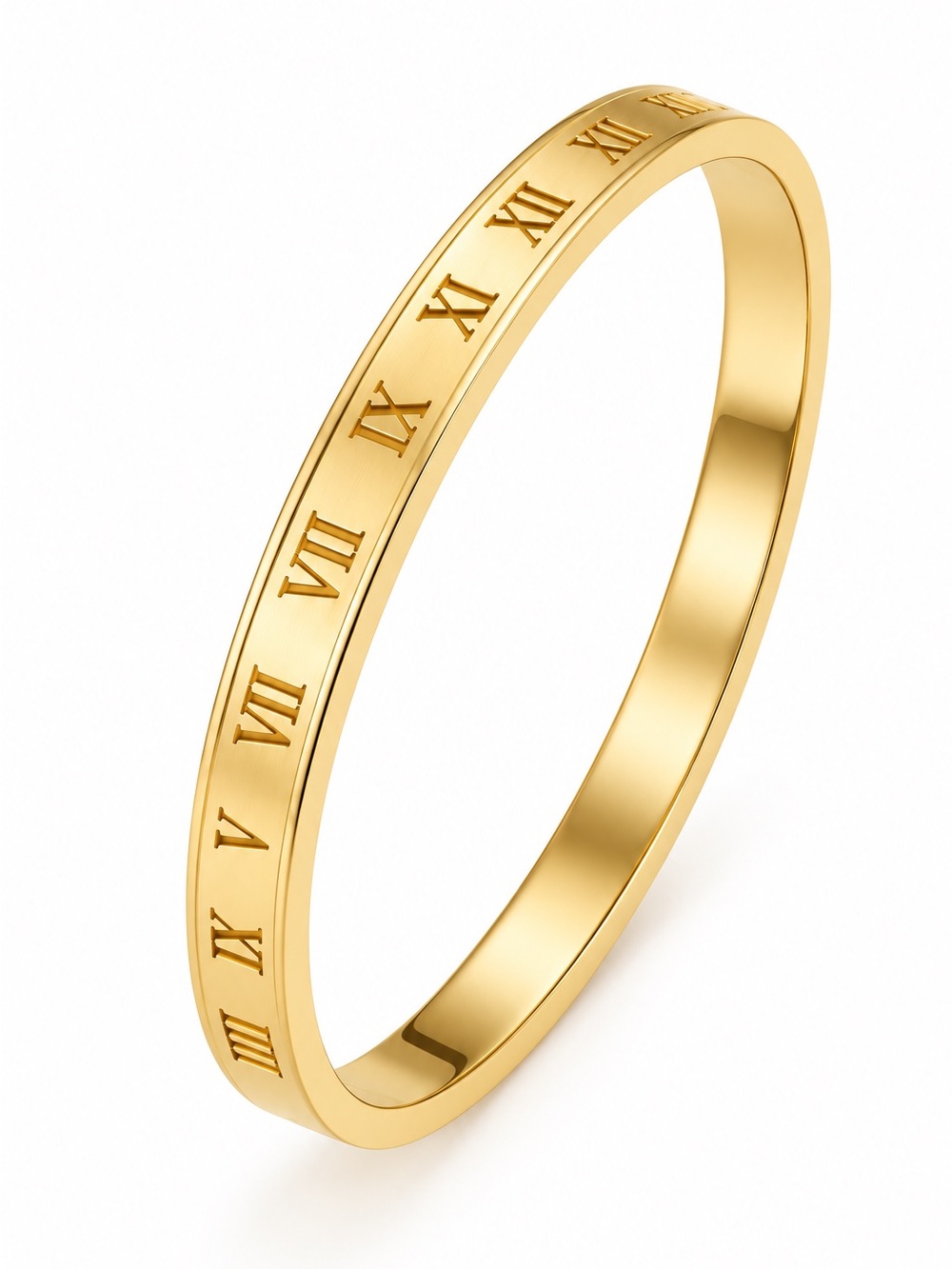 Gold Roman Numeral Slim Bangle Bracelet • BRAND NEW